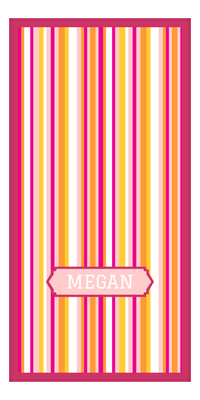 Thumbnail for Personalized 5 Color Stripes 2 Repeat Beach Towel - Vertical - Pink and Orange - Oblong Off Center Frame - Front View