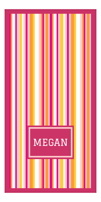 Thumbnail for Personalized 5 Color Stripes 2 Repeat Beach Towel - Vertical - Pink and Orange - Rectangle Off Center Frame - Front View