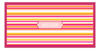 Thumbnail for Personalized 5 Color Stripes 2 Repeat Beach Towel - Horizontal - Pink and Orange - Oblong Frame - Front View