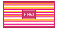 Thumbnail for Personalized 5 Color Stripes 2 Repeat Beach Towel - Horizontal - Pink and Orange - Rectangle Frame - Front View
