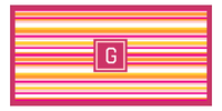 Thumbnail for Personalized 5 Color Stripes 2 Repeat Beach Towel - Horizontal - Pink and Orange - Square Frame - Front View