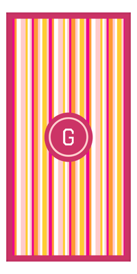 Thumbnail for Personalized 5 Color Stripes 3 Repeat Beach Towel - Vertical - Pink and Orange - Circle Frame - Front View