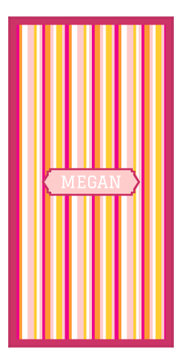 Thumbnail for Personalized 5 Color Stripes 3 Repeat Beach Towel - Vertical - Pink and Orange - Oblong Frame - Front View