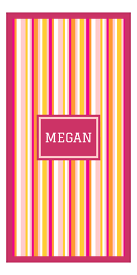 Thumbnail for Personalized 5 Color Stripes 3 Repeat Beach Towel - Vertical - Pink and Orange - Rectangle Frame - Front View