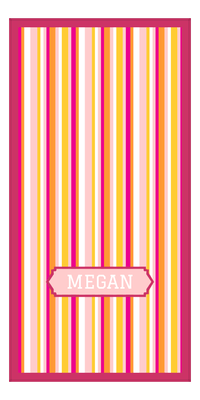 Thumbnail for Personalized 5 Color Stripes 3 Repeat Beach Towel - Vertical - Pink and Orange - Oblong Off Center Frame - Front View