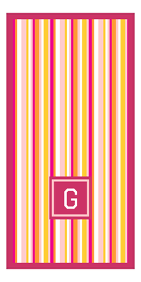 Thumbnail for Personalized 5 Color Stripes 3 Repeat Beach Towel - Vertical - Pink and Orange - Square Off Center Frame - Front View