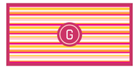 Thumbnail for Personalized 5 Color Stripes 3 Repeat Beach Towel - Horizontal - Pink and Orange - Circle Frame - Front View