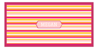 Thumbnail for Personalized 5 Color Stripes 3 Repeat Beach Towel - Horizontal - Pink and Orange - Oblong Frame - Front View