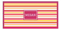 Thumbnail for Personalized 5 Color Stripes 3 Repeat Beach Towel - Horizontal - Pink and Orange - Rectangle Frame - Front View
