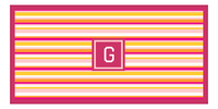 Thumbnail for Personalized 5 Color Stripes 3 Repeat Beach Towel - Horizontal - Pink and Orange - Square Frame - Front View