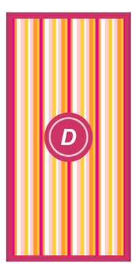 Thumbnail for Personalized 5 Color Stripes 4 Repeat Beach Towel - Vertical - Pink and Orange - Circle Frame - Front View