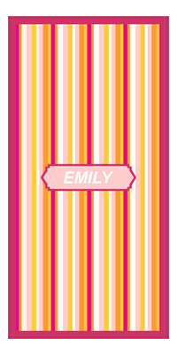 Thumbnail for Personalized 5 Color Stripes 4 Repeat Beach Towel - Vertical - Pink and Orange - Oblong Frame - Front View