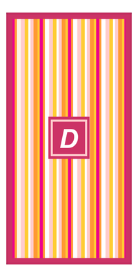 Thumbnail for Personalized 5 Color Stripes 4 Repeat Beach Towel - Vertical - Pink and Orange - Square Frame - Front View