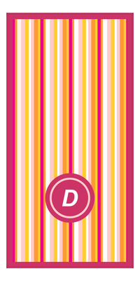 Thumbnail for Personalized 5 Color Stripes 4 Repeat Beach Towel - Vertical - Pink and Orange - Circle Off Center Frame - Front View