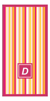 Thumbnail for Personalized 5 Color Stripes 4 Repeat Beach Towel - Vertical - Pink and Orange - Square Off Center Frame - Front View