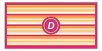 Thumbnail for Personalized 5 Color Stripes 4 Repeat Beach Towel - Horizontal - Pink and Orange - Circle Frame - Front View