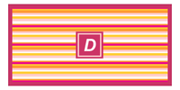 Thumbnail for Personalized 5 Color Stripes 4 Repeat Beach Towel - Horizontal - Pink and Orange - Square Frame - Front View