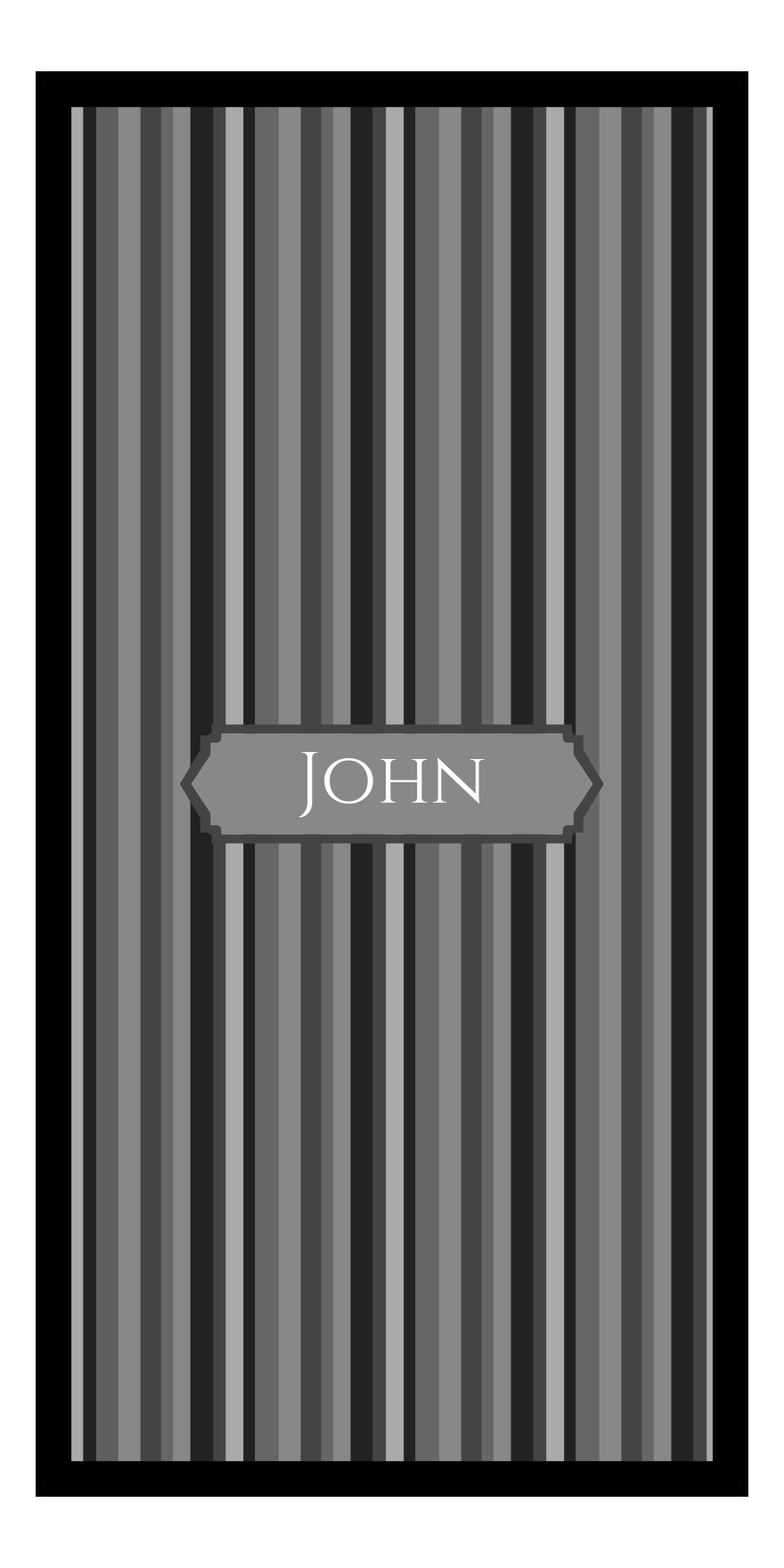 Personalized 5 Color Stripes 4 Repeat Beach Towel - Vertical - Shades of Grey - Oblong Frame - Front View