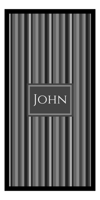 Thumbnail for Personalized 5 Color Stripes 4 Repeat Beach Towel - Vertical - Shades of Grey - Rectangle Frame - Front View
