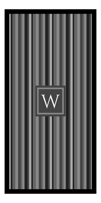 Thumbnail for Personalized 5 Color Stripes 4 Repeat Beach Towel - Vertical - Shades of Grey - Square Frame - Front View