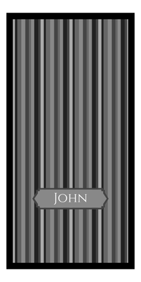 Thumbnail for Personalized 5 Color Stripes 4 Repeat Beach Towel - Vertical - Shades of Grey - Oblong Off Center Frame - Front View