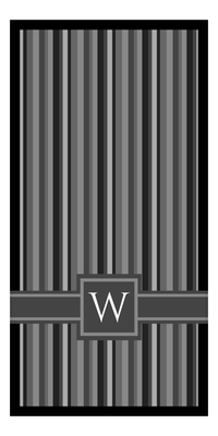 Thumbnail for Personalized 5 Color Stripes 4 Repeat Beach Towel - Vertical - Shades of Grey - Square with Ribbon Off Center Frame - Front View
