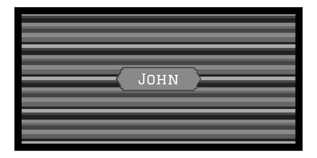 Personalized 5 Color Stripes 4 Repeat Beach Towel - Horizontal - Shades of Grey - Oblong Frame - Front View