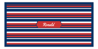 Thumbnail for Personalized 5 Color Stripes 4 Repeat Beach Towel - Horizontal - Red White and Blue - Oblong Frame - Front View