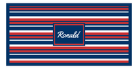 Thumbnail for Personalized 5 Color Stripes 4 Repeat Beach Towel - Horizontal - Red White and Blue - Rectangle Frame - Front View