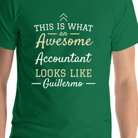 Thumbnail for Personalized Accountant T-Shirt - Green - Shirt Close-Up View