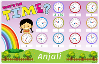 Thumbnail for Personalized Activity Placemat - Telling Time III - Asian Girl -  View