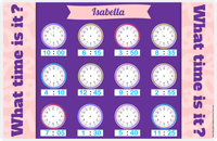 Thumbnail for Personalized Activity Placemat - Telling Time IV - Add Clock Hands -  View