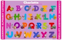Thumbnail for Personalized Activity Placemat - Learning Alphabet II - Purple Background -  View