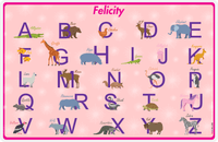 Thumbnail for Personalized Activity Placemat - Learning Alphabet V - Pink Background -  View