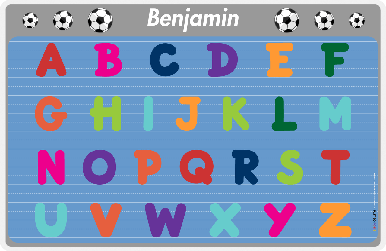 Personalized Activity Placemat - Learning Alphabet VI - Soccer -  View