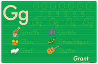 Thumbnail for Personalized Activity Placemat - Tracing Letter G - Green Background -  View