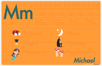 Thumbnail for Personalized Activity Placemat - Tracing Letter M - Orange Background -  View