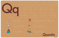 Thumbnail for Personalized Activity Placemat - Tracing Letter Q - Light Brown Background -  View