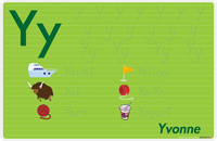 Thumbnail for Personalized Activity Placemat - Tracing Letter Y - Green Background -  View