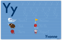 Thumbnail for Personalized Activity Placemat - Tracing Letter Y - Blue Background -  View