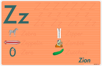 Thumbnail for Personalized Activity Placemat - Tracing Letter Z - Orange Background -  View