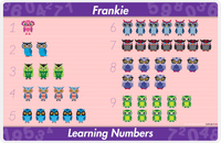 Thumbnail for Personalized Activity Placemat - Learning Numbers IV - Counting Owls - Pink Background -  View