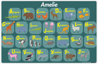 Thumbnail for Personalized Activity Placemat - Learning Animals I - Teal Background -  View