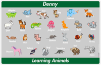 Thumbnail for Personalized Activity Placemat - Learning Animals IV - Grey Background -  View