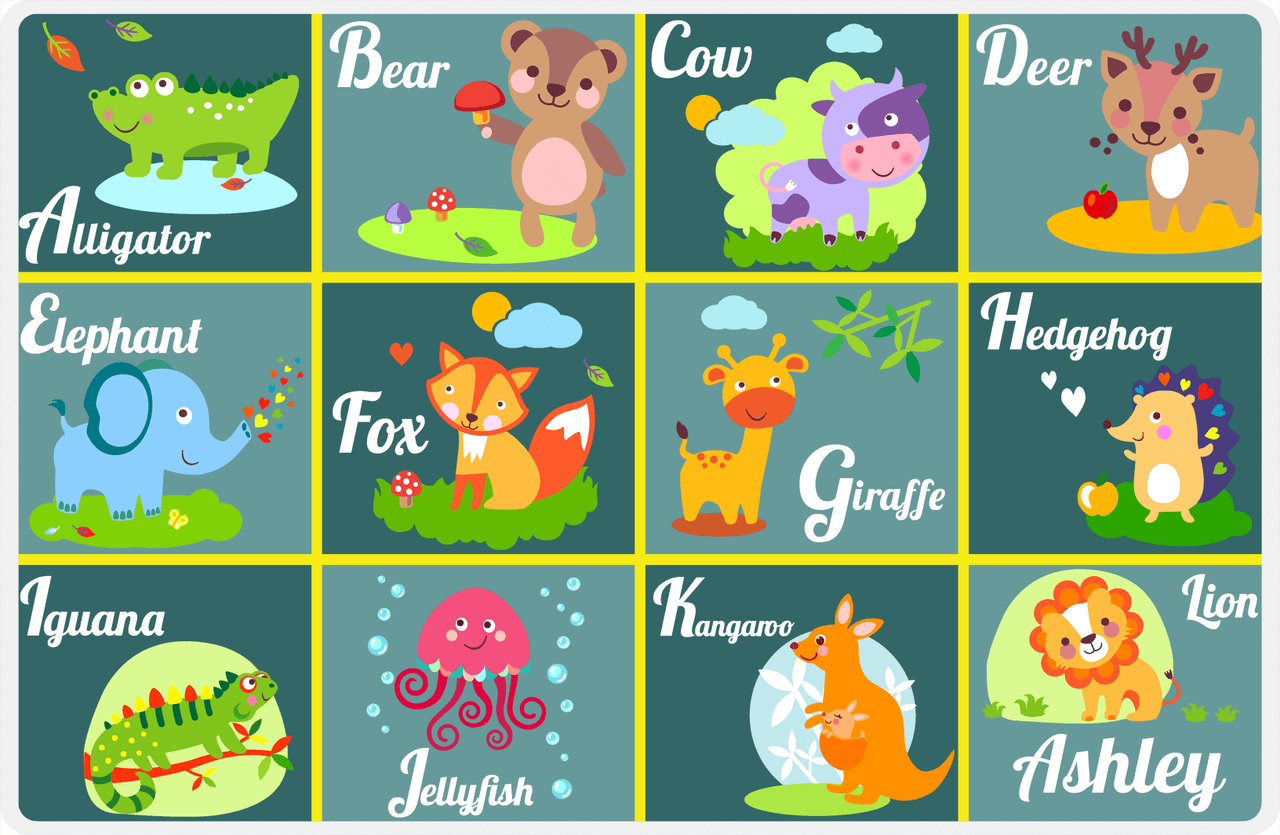 Personalized Activity Placemat - Learning Animals V - Color Squares III -  View