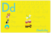 Thumbnail for Personalized Activity Placemat - Tracing Letter D - Yellow Background -  View