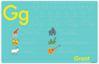 Thumbnail for Personalized Activity Placemat - Tracing Letter G - Teal Background -  View