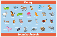 Thumbnail for Personalized Activity Placemat - Learning Animals IV - Blue Background -  View