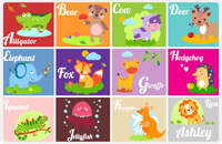 Thumbnail for Personalized Activity Placemat - Learning Animals V - Color Squares II -  View