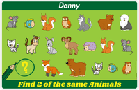 Thumbnail for Personalized Activity Placemat - Matching Animals III - Green Background -  View